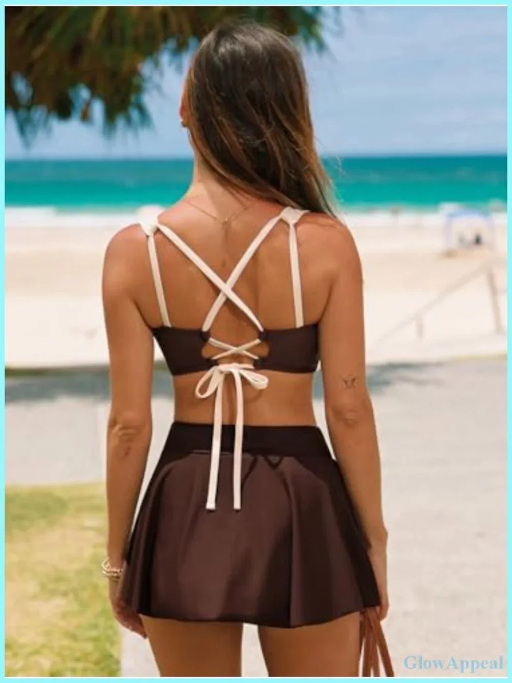 High Waisted Bikini Set Swim Skirt Modest Swimsuit Built In Briefs Removable